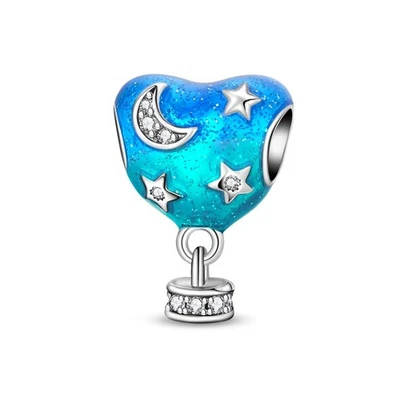 KUNSIR 925 Plata de Ley Dije Libertad Globo Aire Caliente Cuentas Dije Para Pulsera Foto 1 de 4