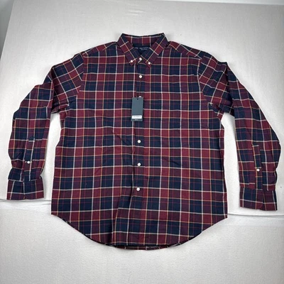 Camisa lavada Reed Edward nueva con etiquetas para hombre roja azul marino a cuadros XL manga larga Foto 1 de 4