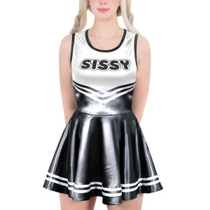 LittleForBig Unisex Einteiler glänzender Satin Rock Cheerleader Sissy seidig Sle 523 - Bild 1 von 7