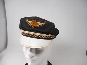 Vintage Harley Davidson Captains Mütze Large White Bill USA Biker Cap 6 3/4 - Bild 1 von 7