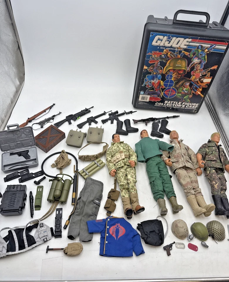 Lote años 90 G.I. Joe 12" Figuras de Acción Accesorios Batalla Figura Coleccionista Estuche Foto 1 de 4