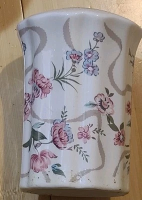 1 Vtg Porcelain Victoria Pink Rose Toothbrush Holder Peony Croscill JC Penney - Image 1 of 2