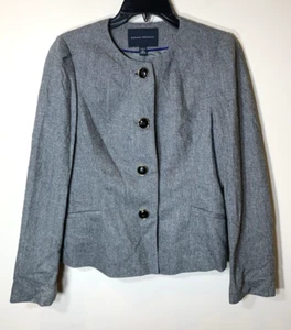 Banana Republic Blazer Jacket Womens 6 Black Wool Herringbone Tweed Stretch - Picture 1 of 12