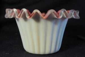 Cased satin glass bowl pink white AZ - Picture 1 of 8
