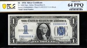 1934 $1 SILVER E66666666A PCGS #64PPQ - Picture 1 of 3