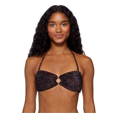 No Boundaries Juniors Womens Bandeau Swim Top Rainbow Sparkle Glitter Size M 7-9 - Image 1 of 4