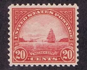 US 567 INUTILIZZATO OG NH 20 CENT GOLDEN GATE, 1923, PSE CERT. GRANDE FRANCOBOLLO - Foto 1 di 2