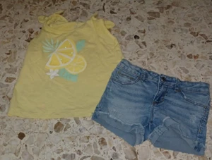 Girl's Summer Short Set Top 7 Blue Jean Shorts 8 - Picture 1 of 4