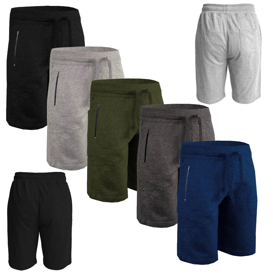Mens Plain Sweat Shorts Fleece Zip Pockets Gym Running Jogging Summer Joggers - Image 1 of 1