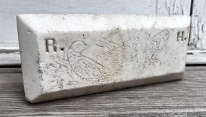 Antik geschnitzter Marmorblock Vögel Gedenkstein AAFA Volkskunst Türstopper 1800er - Bild 1 von 22