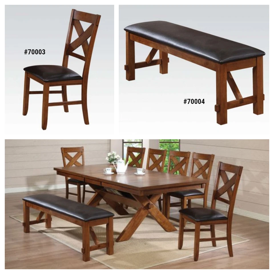 ACME Apollo Espresso PU Padded & Walnut Wood Finish 20"H Bench / 40"H Side Chair - Image 1 of 1