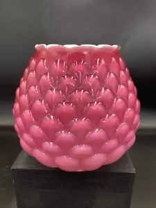 FENTON WILD ROSE or CRANBERRY OVERLAY JACQUELINE VASE ~GORGEOUS~ MINT COND - Picture 1 of 6