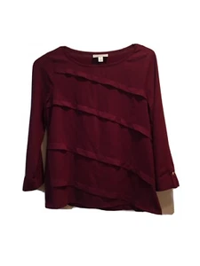 Dana Buchman Women's 3/4 Sleeve Maroon Blouse Size Small - Picture 1 of 3