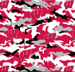 University of Wisconsin Badgers Camo Fleece Fabric-NCAA Fleece Blanket Fabric - Picture 1 of 1