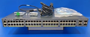 2X - Cisco WS-C2960X-48FPS-L 48 Port POE+ Switch w/ C2960X-STACK Module & Cable! - Picture 1 of 6