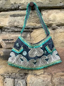 Shoulder bag, Gorgeous, Embellished, Up-cycled, Handmade, Denim, Bag - Picture 1 of 3