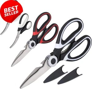 4 Pack Heavy Duty Kitchen Scissors, Stainless Steel Shears for Meat, Fish - Picture 1 of 12