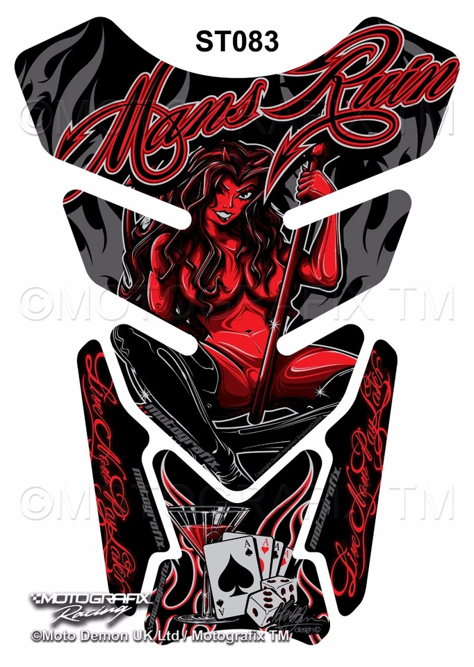 She Devil Gambling Alcohol Mans Ruin Motografix Motorcycle Tank Pad Protector - Imagem 1 de 1