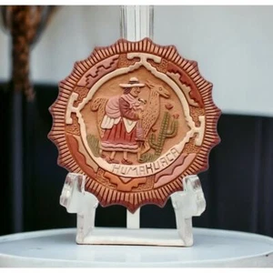 Humahuaca Argentina Terra-Cotta Wall Plaque Handmade Llama Farmer 4.5" Souvenir - Picture 1 of 8