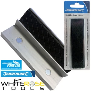 Silverline Vice Jaws Soft 100mm 4" Engineers Rubber Grip Magnetic Base Workshop - Picture 1 of 3