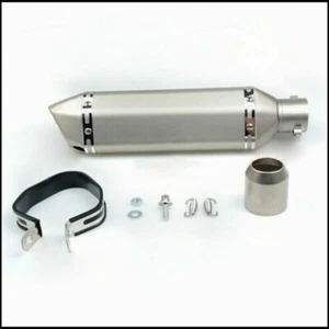 Silencer Universal Exhaust Muffler Pipe Stainless 35MM Sliver Motor Motorcycle - Picture 1 of 5