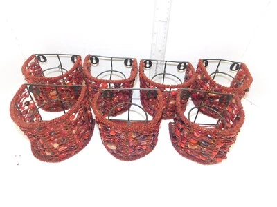 Juego de 7 apliques de pared votivos Pottery Barn Medura velas rojas con cuentas Foto 1 de 4