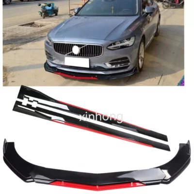 For Volvo S40 S60 S80 2006 Front Bumper Lip Splitter Spoiler+ Side Skirt  Kit - Imagem 1 de 4