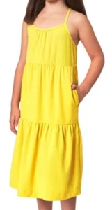 Girls 3 Tier Youth Dress Adjustable Spagetti Strap MONDETTA 7/8 S New Yellow - Picture 1 of 6