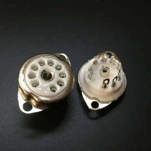 2Pcs 9Pin Vacuum Tube Socket Ceramic Valve Base for EL504 EL519 Audio Amps DIY - Picture 1 of 6