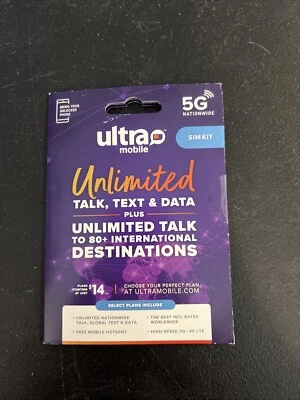 Ultra Mobile SIM Card Starter Kit BYOP Unlimited Talk & Text No Contract - Image 1 of 2