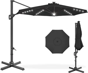 Best Choice Products 10ft Solar LED Cantilever Patio Umbrella, 360-Degree - Picture 1 of 6