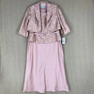Jessica Howard Womens 2 Piece Set 14 (L) Pink A Line Midi Cropped Blazer Dress - Picture 1 of 22