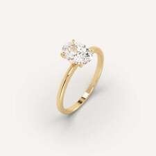 1 carat Oval Engagement Ring | 100% Natural VVS Diamond 14k Yellow Gold