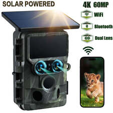 4K UHD 60MP Solar Duales Objektiv Wildkamera WLAN Jagdkamera Überwachungskamera