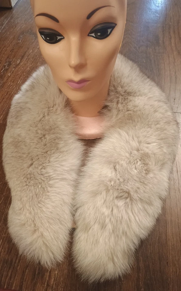 Vtg 50s Real FOX fur collar removable Button Loops attach to Sweater coat 32" L - Image 1 of 4