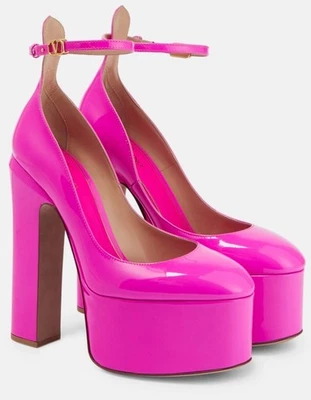 VALENTINO GARAVANI Tan-go 155 pink patent leather platform pumps EU38 US 8 $1150 - Image 1 of 4