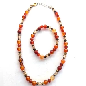 Vintage Glass Stone Beaded Boho Hippie Bracelet Choker Necklace Set - Picture 1 of 3