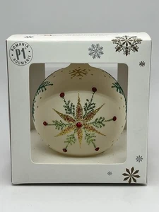 Pier 1 Glas Ornament Weihnachten Rumänien mundgeblasen bemalt Ferecit Schneeflocken - Bild 1 von 7