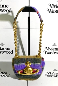 Vivienne Westwood Shoulder Bag Big Gold Metal Orb Logo Chain Strap Outlet - Picture 1 of 6