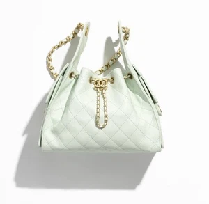 NEW CHANEL Spring-Summer 2025 25S Small Hobo Bag Grained Calfskin Light Green - Picture 1 of 24