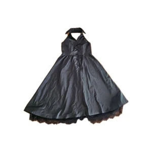 Carmen Marc Valvo Collection women 6 collared halter flare black 100% silk dress - Picture 1 of 9