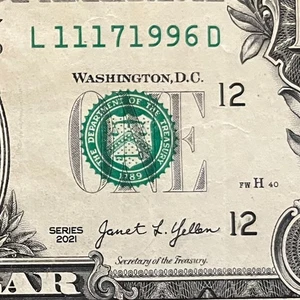 November 17, 1996 (11171996) One Dollar Fancy Serial Number Birthday Note - Picture 1 of 3
