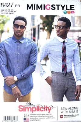Simplicity MIMIGSTYLE Sewing Pattern 8427 Mens Shirt in Larger Sizes 44-52 NEW - Image 1 of 2