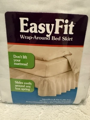 Falda de cama envolvente de fácil ajuste ajustable para tamaño queen y king blanca Foto 1 de 4