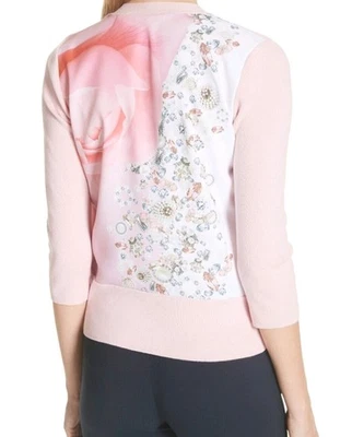 Ted Baker Blenheim Palace Pink Cardigan And Silk Scarf, Ted Size 2 - Image 1 of 4