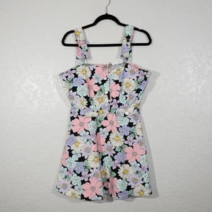 NWT Storia Pastel Floral Denim Mini Dress Size Large - Imagen 1 de 8