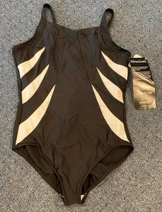 NWT Miraclesuit Bathing Suit Swim One Piece Black White Size 16 New - Picture 1 of 5
