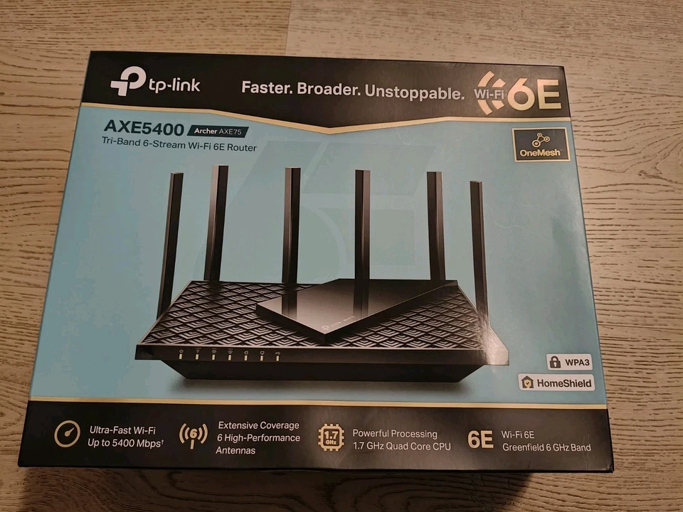 TP-Link Archer AXE75 Router AXE5400Mbps Wi-Fi 6E Tri-Band, Porta Gigabit, 6 GHz  - Immagine 1 di 1