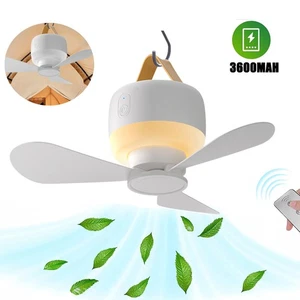 2in1 Portable Camping Fan Rechargeable USB Tent Fan w/LED Light Hanging 3600mAh - Picture 1 of 18