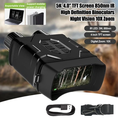 4k 850nm Night Vision Goggles Infrared Digital 10x Zoom Binoculars w/ LCD Screen - Image 1 of 4